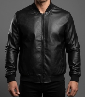 کاپشن چرم مدل ساده COLLECTION پایین کش مشکی