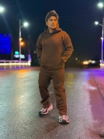 ست هودی و اسلش ساده جدید قهوه ای