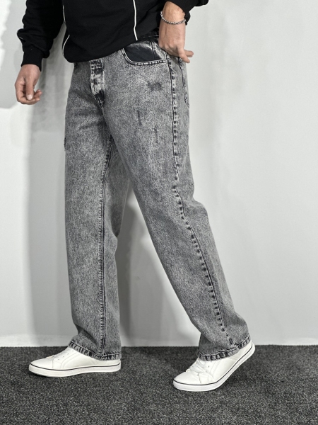 شلوار جین بگ استایل مردانه (گرم بالا) طوسی