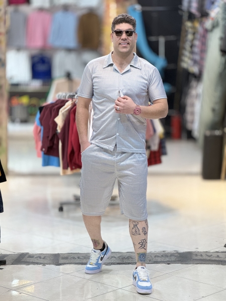 ست شلوارک و پیراهن پارچه مراکشی اعلا((توسی روشن