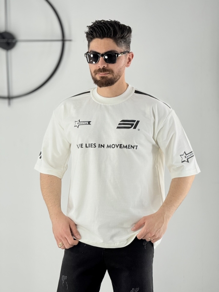 تیشرت مچینست طرح موتور سفید