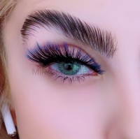 مژه یکسره رنگی آمبره آبی مشکی کوتاه و بلند دنباله دار