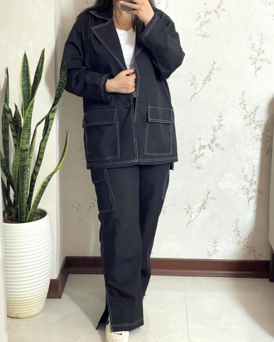 ست کت شلوار خط سفید
