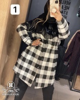 پالتو ترکیبی چهارخونه وچرم استردار