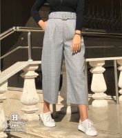 شلوار چهارخونه کمربند دار