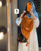 شال نخی منگوله دار طرح لویی ویتون