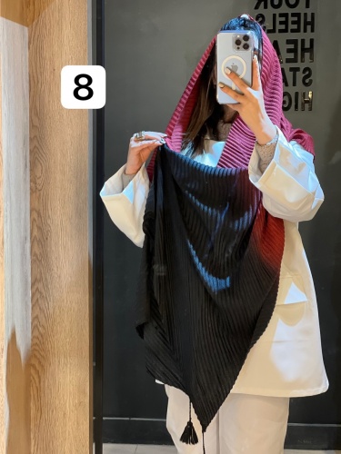 شال پلیسه طیفی منگوله دار