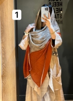 شال پلیسه منگلوله دار دو رنگ
