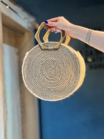 کیف حصیری دسته چوبی
