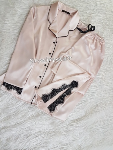 بلوز و شلوار رزگلد با تور مژه