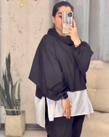 مانتو مشکی پایین سفید