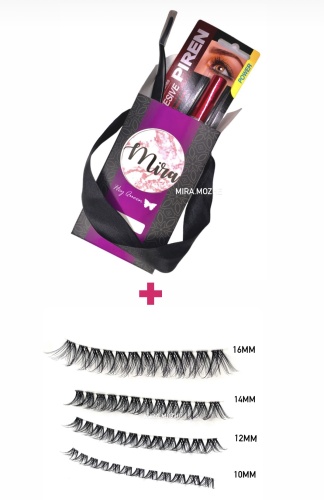 پک مژه ریسه ای مدل تاج +چسب+پنس