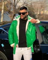کاپشن چرم بوفالو مدل بالنسیاگا رنگ سبز
