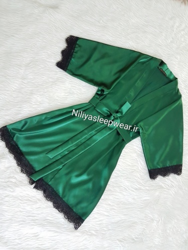 روبدوشامبر سبز تور مژه مشکی
