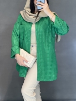 مانتو حصیری پیراهنی آستین دکمه