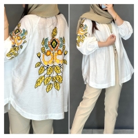 مانتو کرسپو جلوباز گلدوزی شده
