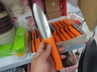 چاقو قصابی دسته زرد بزرگ