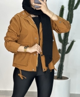 کت کتان یقه ایستاده جلو دکمه