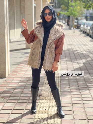 پالتو ترکیبی چرم و خز