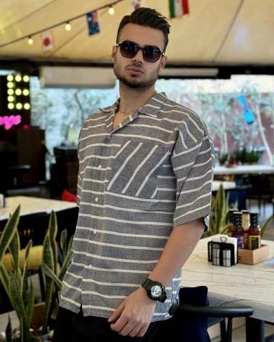 پیراهن لینن سُرمه ای