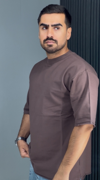 تیشرت 3نخ بدون خار قهوه ای کثیفدوزی