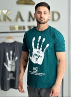 تیشرت پنبه طرح LOST رنگ سبز کله غازی
