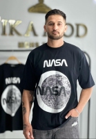 تیشرت پنبه قواره دار NASA رنگ مشکی