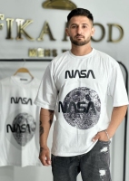 تیشرت پنبه قوار دار NASA رنگ سفید