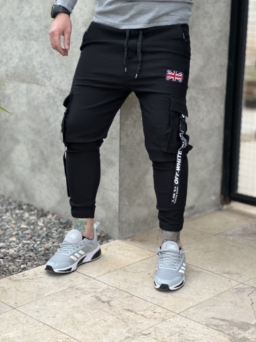 شلوار اسلش پنج جیب نوار Off White بریتانیا مشکی