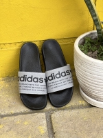 دمپایی Adidas متن دار مشکی طوسی