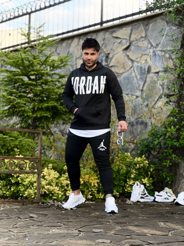 ست هودی و اسلش NEW JORDAN مشکی