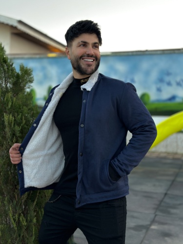 کاپشن خزدار slim fit سرمه ای