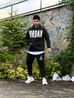 ست هودی و اسلش NEW JORDAN مشکی