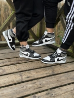 کتونی ساقدار دخترانه Nike Jordan سفید مشکی پشت طوسی