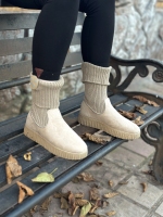 کتونی ساقدار دخترانه OFF WHITE کرم