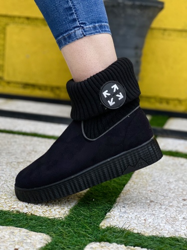 کتونی ساقدار دخترانه OFF WHITE مشکی