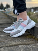 کتونی اسپرت دخترانه adidas سفید طوسی
