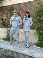 ست هودی و اسلش حراجی BALENCIAGA طوسی روشن