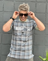 تیشرت حراجی آستین کوتاه BRONX طوسی آبی