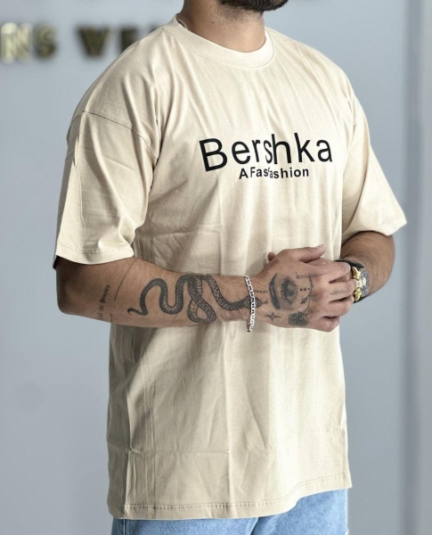 تیشرت لش نخ پنبه چاپ Bereshks رنگ کرم
