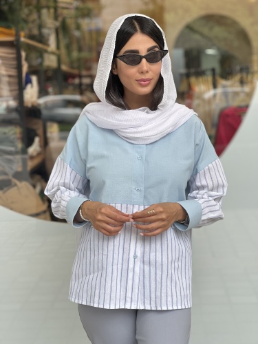 مانتو شومیزی راه راه آبی