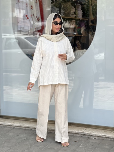 مانتو شومیزی سفید چاپی