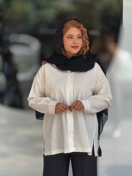 مانتو شومیزی سفید چاپی
