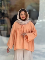 مانتو جلوبسته یقه گره رنگی