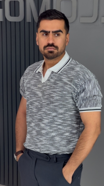 نیم زیپ اولد مانی طوسی سفید