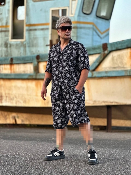 ست پیراهن شلوارک POLO طرح BALENCIAGA مشکی سفید