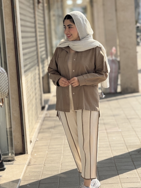ست مانتو شلوار نواردار الشن
