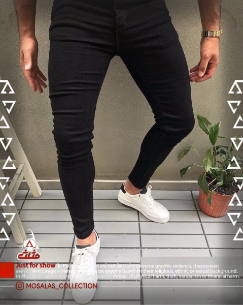 شلوار جین مشکی ساده 2 سال ضمانت