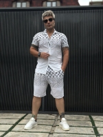 ست پیراهن و شلوارک LV سفید مشکی