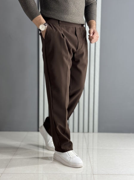 شلوار نیم بگ مازراتی دبل شکلاتی ( قد 105سانت / پشت کمر کش )